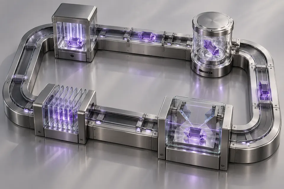 Titanium circuit with four glass processing stations.